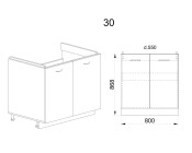 Долен модул за бордова мивка БФ-Капучино мат-11-30