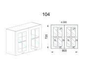 Горен модул с две витринни врати и рафт БФ-Бяло мат-09-104