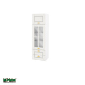 Горен модул с врата,витрина и две чекмеджета БФ-Бяло мат-09-101