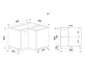 Долен модул ъглов с две врати и рафт БФ-Деним мат-06-61