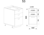 Долен модул с две чекмеджета и врата БФ-Деним мат-06-53 (десен)