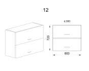 Горен модул с две хоризонтални врати МФ-Цимент мат-06-12