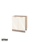 Долен модул за вграждане на мивка с две врати и рафт АРФ-Крийм гланц-06-23