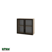 Горен модул с две стъклени врати и рафт Алу глас и рафт АРАЛ - 119