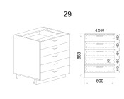 Долен модул с пет чекмеджета БФ-Бяло гланц-05-29