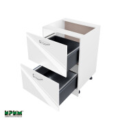 Долен модул с две чекмеджета с плавно затваряне и LED осветление БФ-Бяло гланц-05-72