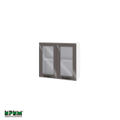 Горен модул с две витринни врати и рафт БФ-Антрацит гланц-05-204