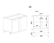 Долен модул за ъгъл с врата и рафт БФ-Антрацит гланц-05-42