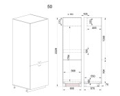 Колонен модул за вграждане на хладилник МФ-Деним мат-06-50
