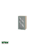 Горен модул с витринна врата и рафт МФ-Олив мат-11-102