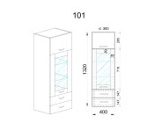 Горен модул с врата,витрина и две чекмеджета МФ-Олив мат-11-101