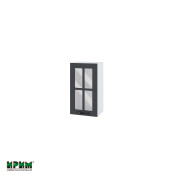 Горен модул с витринна врата и рафт БФ-Карбон мат-11-102