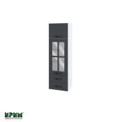 Горен модул с врата,витрина и две чекмеджета БФ-Карбон мат-11-101