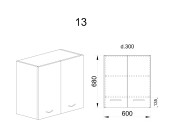 Горен модул с две врати за аспиратор с Push to Open БФ-Дъб натурал-12-13