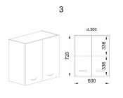 Горен модул с две врати и рафт БФ-Дъб натурал-12-3