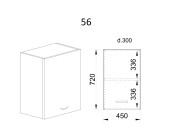 Горен модул с врата и рафт АРФ-Бяло фладер-04-56 (ляв)