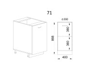Долен модул с врата и рафт АРФ-Бяло фладер-04-71 (ляв)