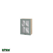 Горен модул с витринна врата и рафт АРФ-Олив мат-11-118