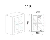 Горен модул с витринна врата и рафт АРФ-Олив мат-11-118