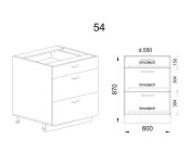 Долен модул с три чекмеджета с плавно затваряне АРФ-Олив мат-11-54