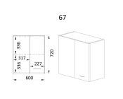 Горен модул за ъгъл с врата и рафт МФ-Бяло фладер-04-67 (ляв)