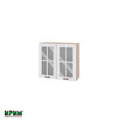 Горен модул с две витринни врати и рафт МФ-Бяло фладер-04-104