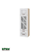 Горен модул с врата,витрина и две чекмеджета МФ-Бяло фладер-04-101