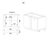 Долен модул за ъгъл с врата и рафт МФ-Бяло фладер-04-92 (ляв)