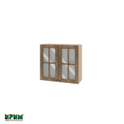 Горен модул с две витринни врати и рафт МФ-Дъб натурал-06-104