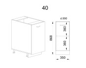 Долен модул с врата и рафт БФ-Олив мат-11-40