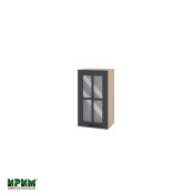 Горен модул с витринна врата и рафт МФ-Карбон мат-11-102