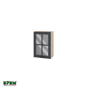 Горен модул с витринна врата и рафт МФ-Карбон мат-11-118