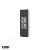 Горен модул с врата,витрина и две чекмеджета МФ-Карбон мат-11-101