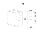 Долен модул с 2 чекмеджета,врата и рафт МФ-Карбон мат-11-27