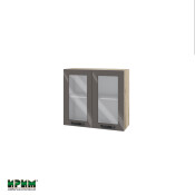 Горен модул с две витринни врати и рафт АРФ-Антрацит гланц-05-204