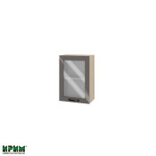 Горен модул с витринна врата и рафт МФ-Антрацит гланц-05-218