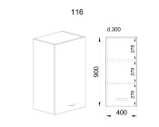 Горен модул с врата и два рафта МФ-Антрацит гланц-05-116