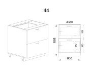 Долен модул с две чекмеджета БФ-Крийм гланц-11-44