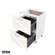 Долен модул с две чекмеджета с плавно затваряне и LED осветление БФ-Крийм гланц-11-72