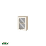 Горен модул с витринна врата и рафт МФ-Крийм гланц-11-218