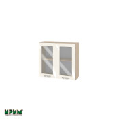 Горен модул с две витринни врати и рафт МФ-Крийм гланц-11-204