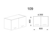 Горен модул с две врати МФ-Бяло гланц-05-109