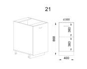 Долен модул с врата и рафт МФ-Бяло мат-09-21