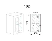 Горен модул с витринна врата и рафт АРФ-Деним мат-06-102