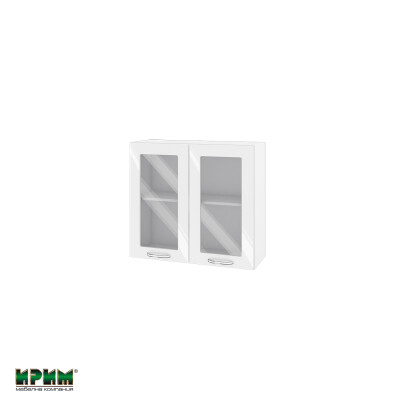 Горен модул с две витринни врати и рафт БФ-Бяло гланц-05-204