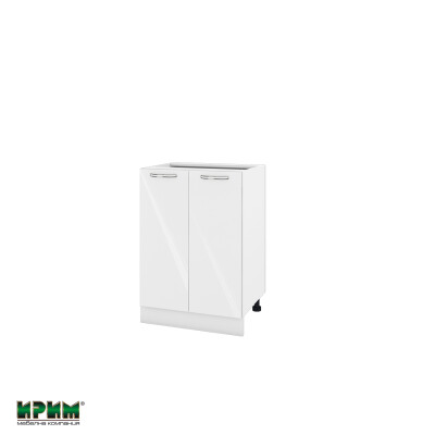 Долен модул за вграждане на мивка с две врати и рафт БФ-Бяло гланц-05-22