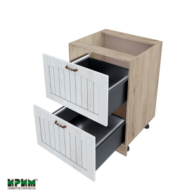 Долен модул с две чекмеджета с плавно затваряне и LED осветление АРФ-Бяло фладер-04-72