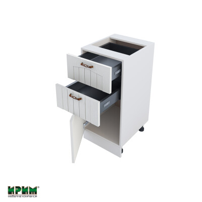 Долен модул с две чекмеджета и врата с плавно затваряне БФ-Бяло фладер-04-73 (ляв)