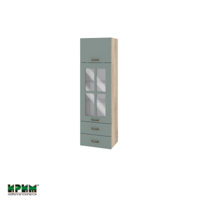 Горен модул с врата,витрина и две чекмеджета АРФ-Олив мат-11-101