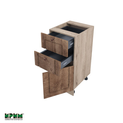 Долен модул с две чекмеджета и врата с плавно затваряне АРФ-Дъб натурал-06-53 (десен)